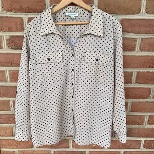 Long sleeve blouse with black polkadots size XL